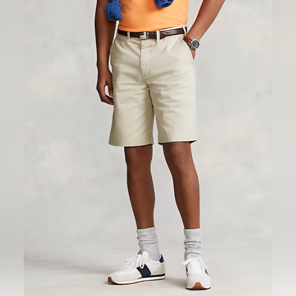 Men's Ralph‎ Lauren Flat Front 100% Cotton Khaki Shorts